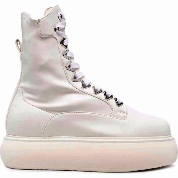 $1100 THE ATTICO Selene PLATFORM ankle boots SNEAKER WHITE LEATHER 39 (PA34)